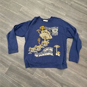 Women's Blue Sweater with Mushroom Design